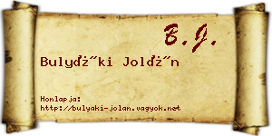 Bulyáki Jolán névjegykártya